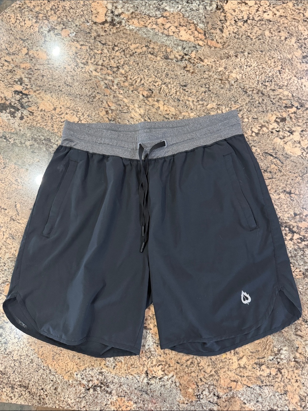 Baleaf Black Athletic Shorts with Gray Waistband